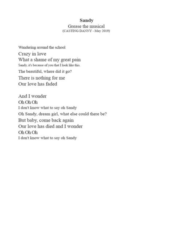 Grease’s
Sandy Lyrics