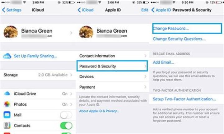 How to change icloud password